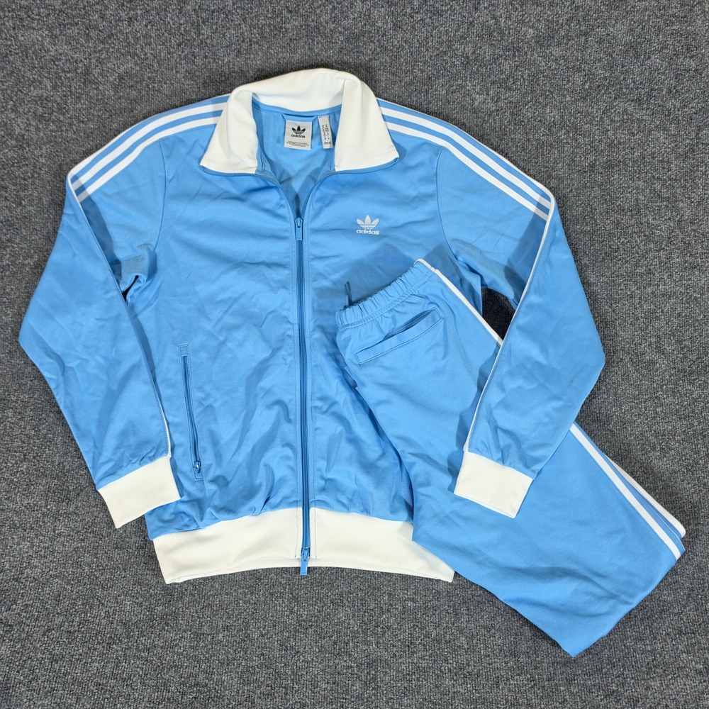 Y2K Adidas Originals Firebird Men Track Jacket Baby Blue White Size Medium